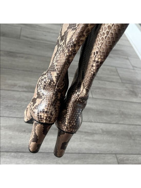 Gucci Snake-Print Over-the-Knee Boot horsebit hardware Brown Taupe size 37.5/ 7 - Picture 10 of 14
